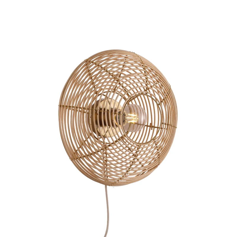 Elegant Væglampe Ø40 i Rattan – Skab Hygge og Stil