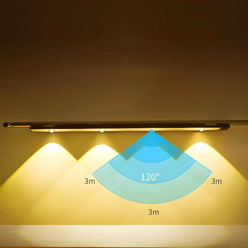Genopladelig LED-lysbar med bevægelsessensor og justerbar lys