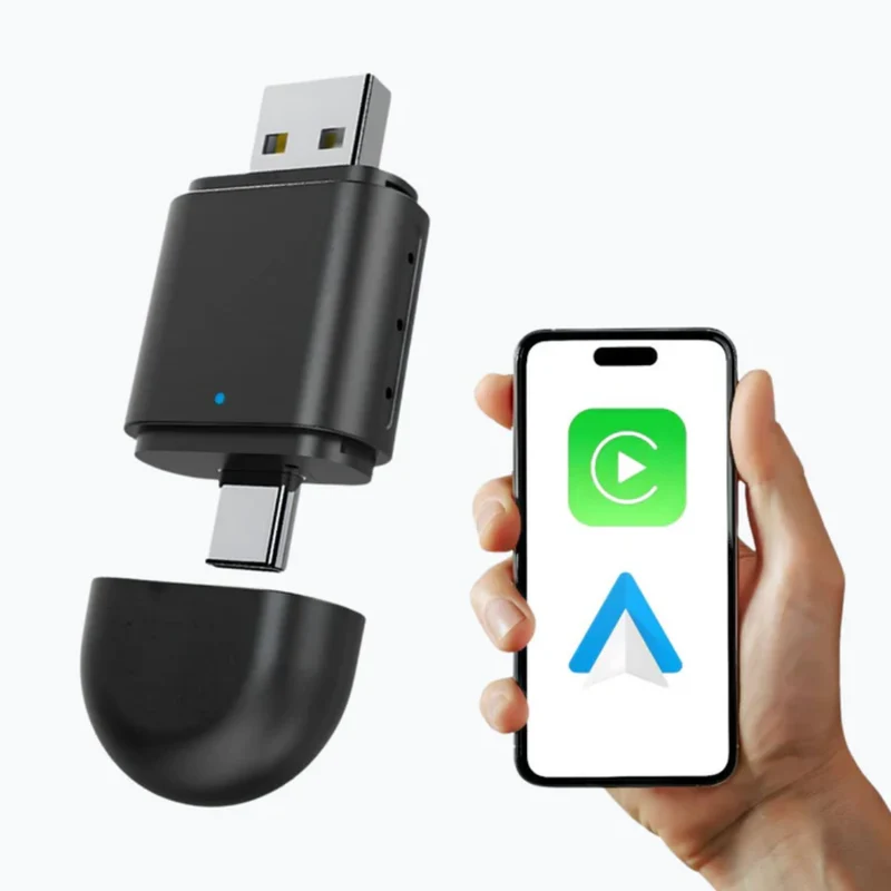 Trådløs 2-i-1 CarPlay Adapter til Bil med USB-forbindelse