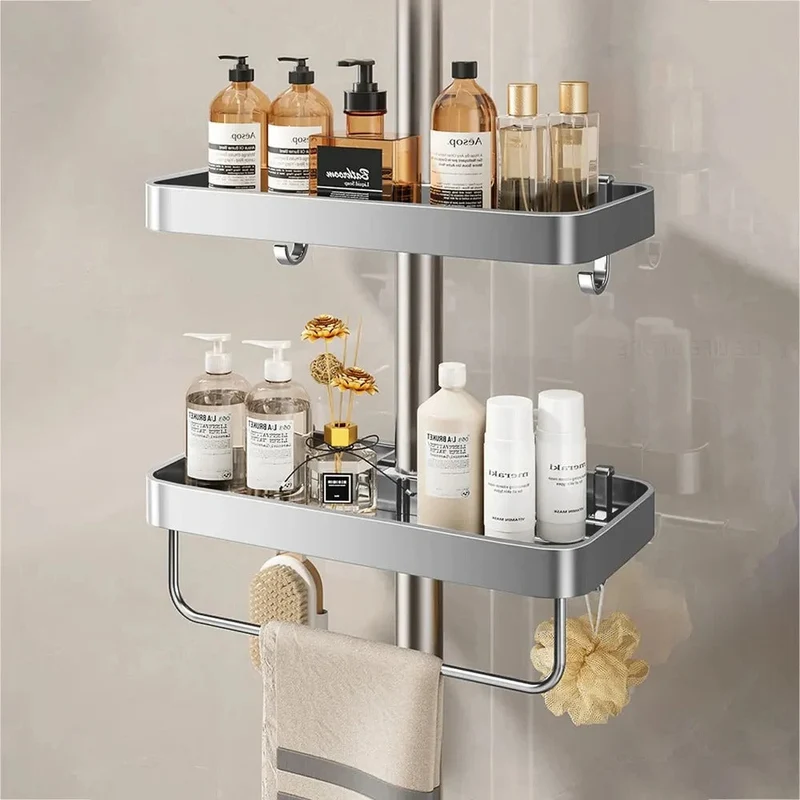 Elegant, rustfri brusehylde i aluminium uden boring