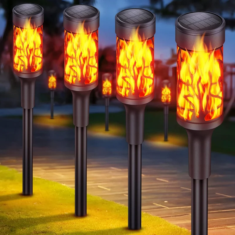 Solcelle LED Fakkel – Stemningsfuld, Flammende Lys Udendørs