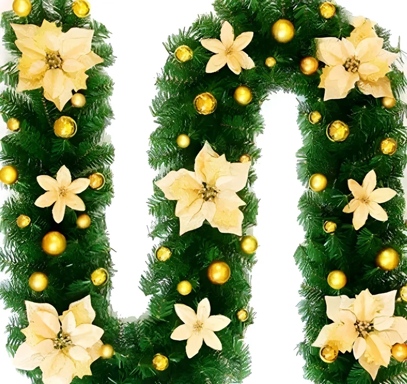 Festlig Rattangirlande med LED-lys – 270 cm Dekoration