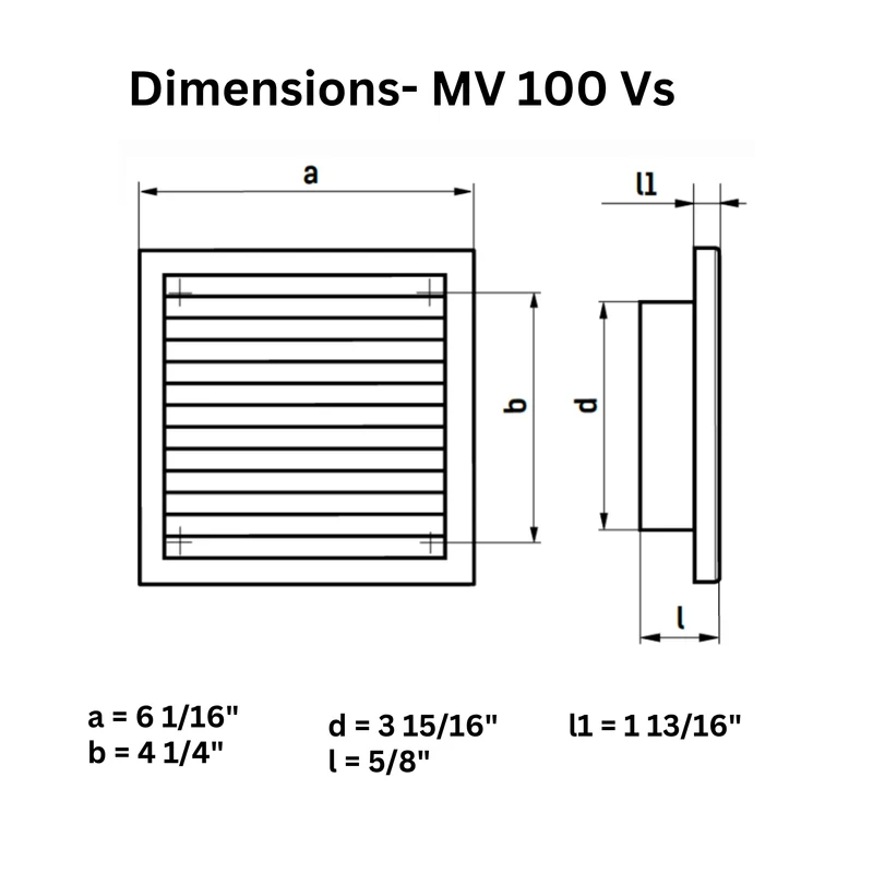 Vents MV 100 Vs Grille - 2 Pack - 4"