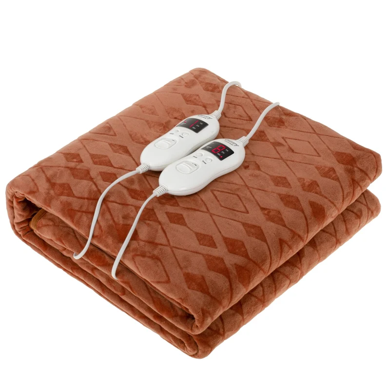 Värmefilt 160 x 150 cm dubbel, med timer – Supermjuk fleece och 8 värmelägen (2 x 60W)