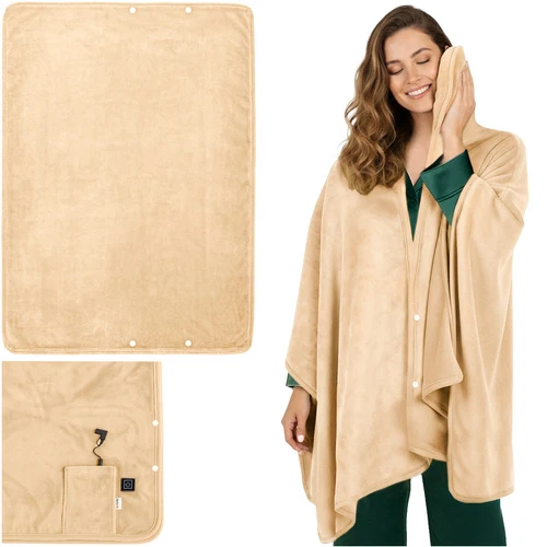 Värmefilt 160x90 cm – För rygg och axlar, beige och mjukt material