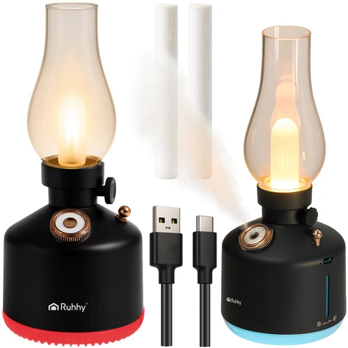 Luftfuktare & Nattlampa – USB, 14 RGB-färger, trådlös, retro