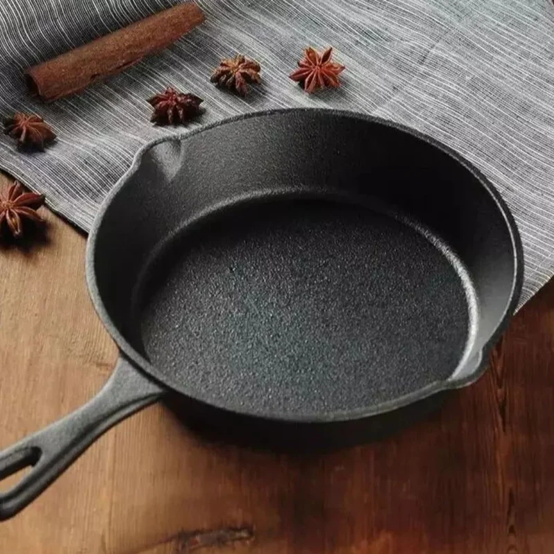 Cast-Iron Pan for Pancakes and Fried Eggs with Two Pouring Spouts, for Induction Cooking