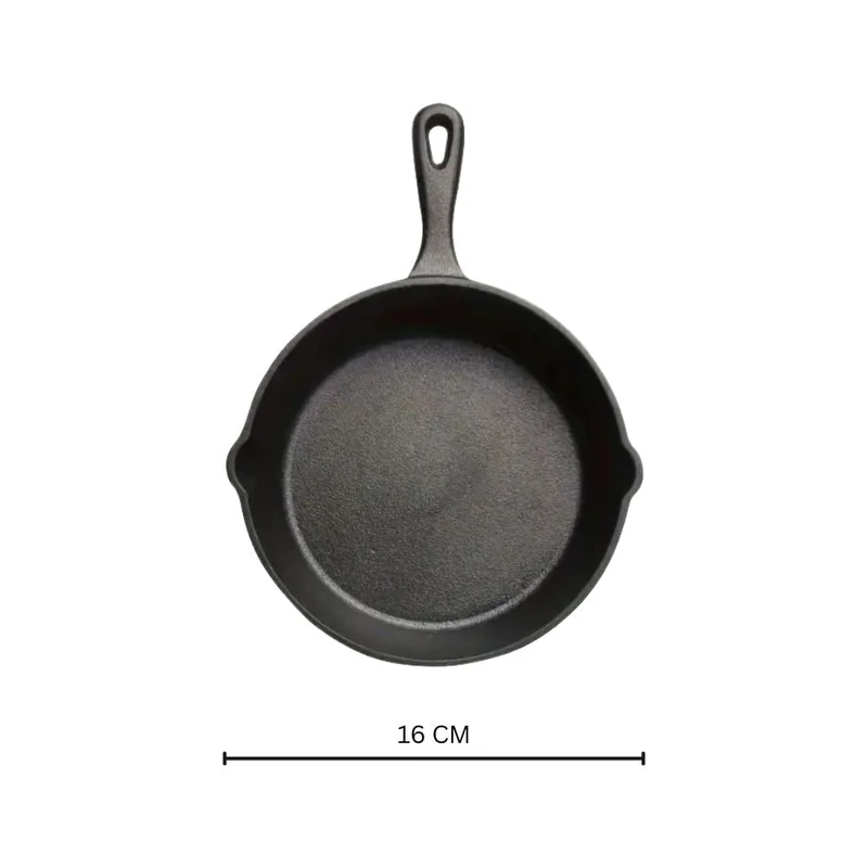 Cast-Iron Pan for Pancakes and Fried Eggs with Two Pouring Spouts, for Induction Cooking