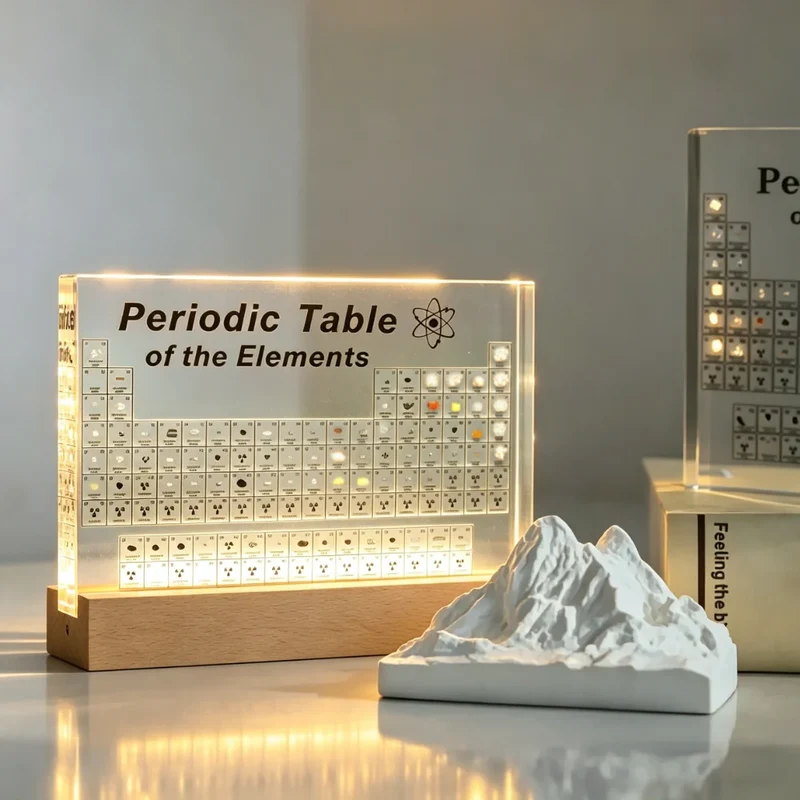 Wall periodic table with built-in real elements