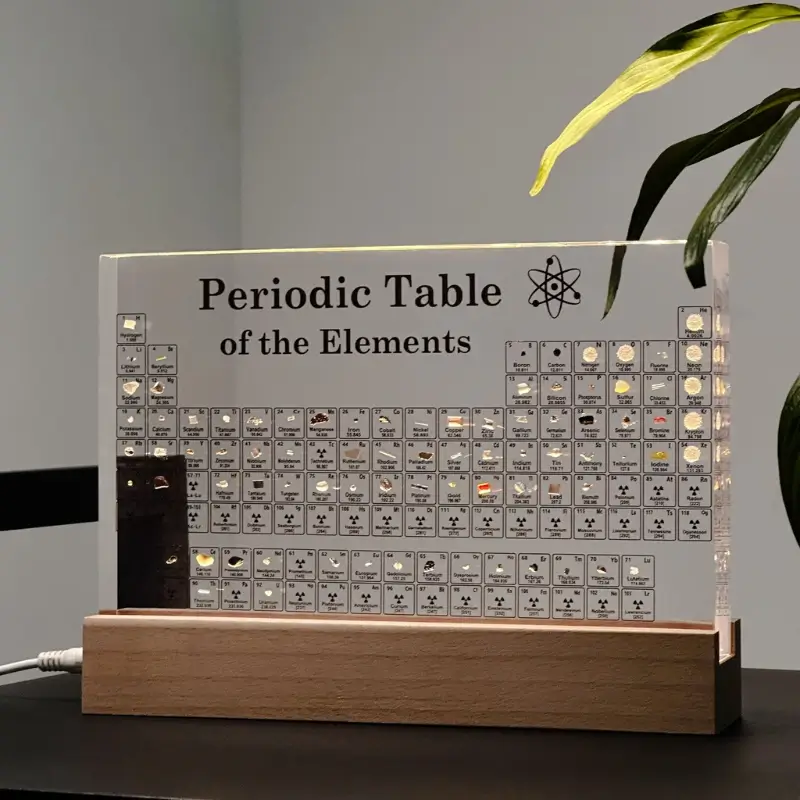 Wall periodic table with built-in real elements
