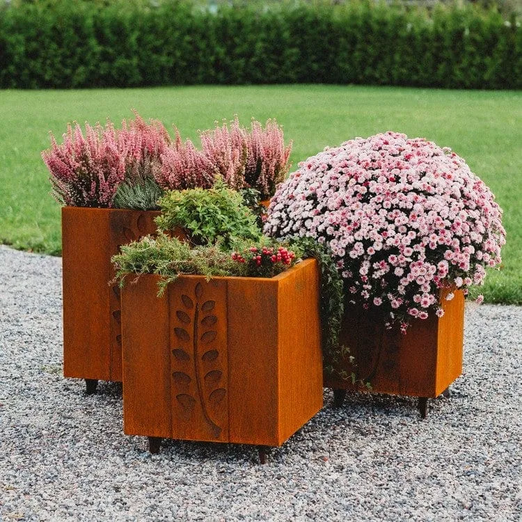 GrillSymbol Fat Ballerina Set Blomkrukor i Cortenstål